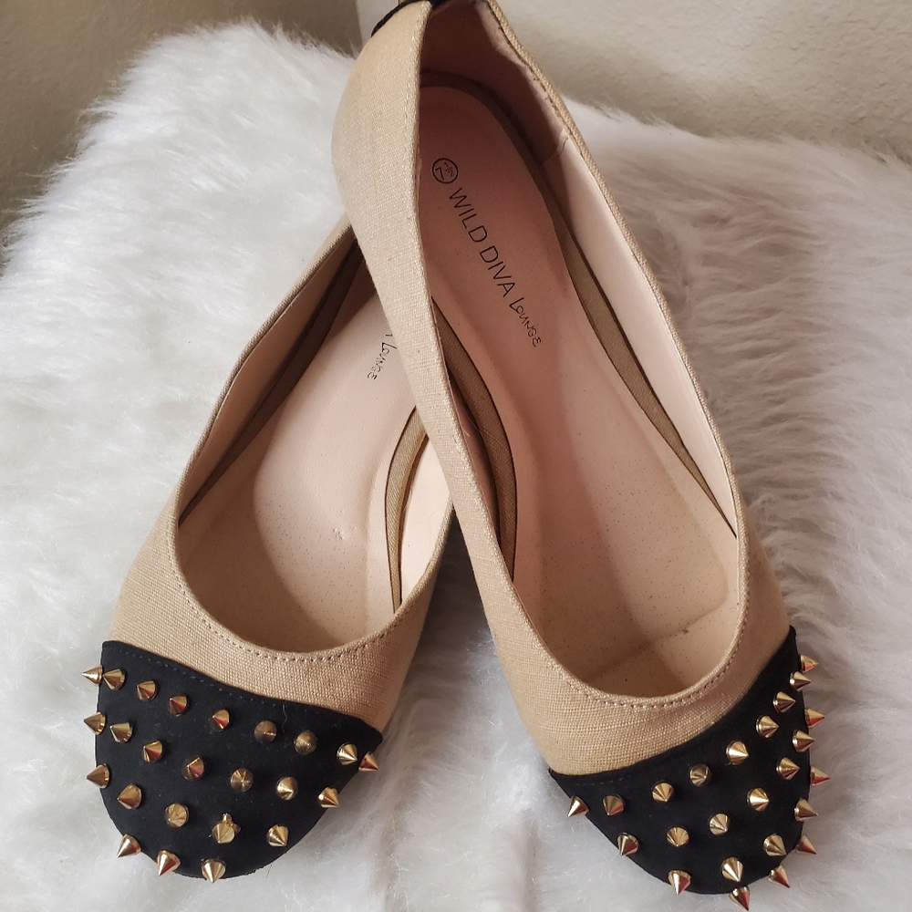Wild Diva Spiked Flats